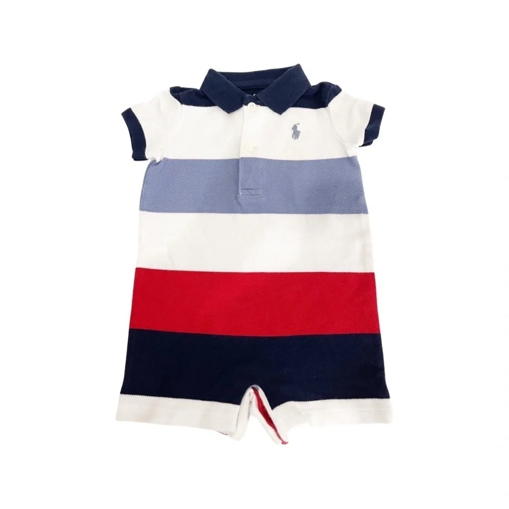Ralph Lauren/Tommy Hilfiger infant rompers and polo shirt. RL romper 3 M/ 9M/12m